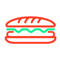 ícone de um sanduíche recheado na cor laranja