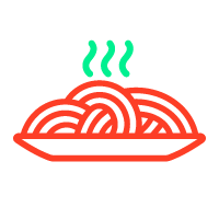 ícone de um prato com spaghetti na cor laranja