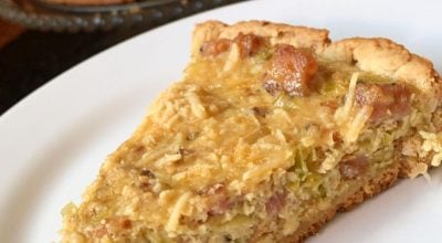 Quiche de alho-poró com bacon