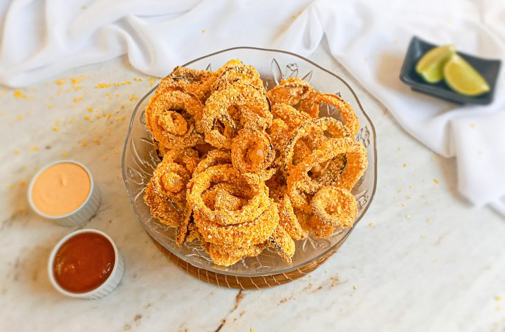 Cebola empanada na air fryer