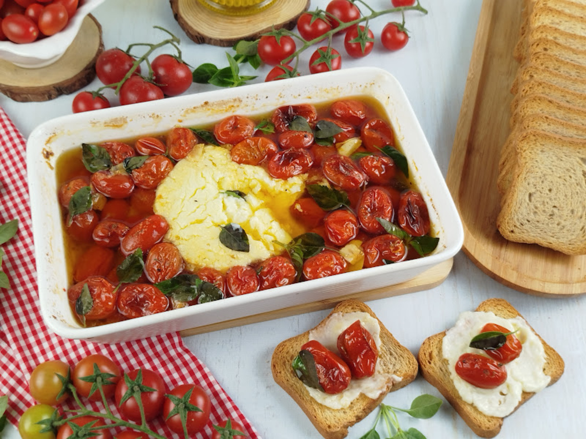 Tomate confit com queijo