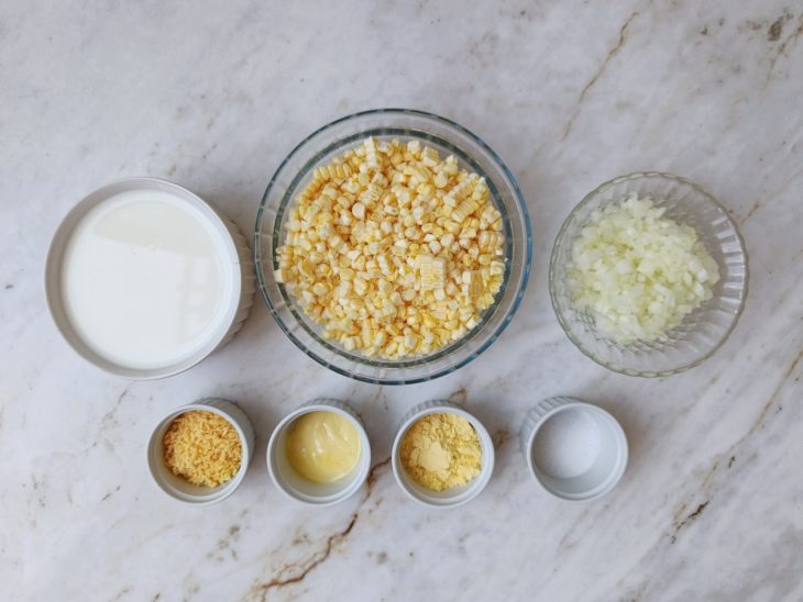 Ingredientes reunidos para o preparo da receita.