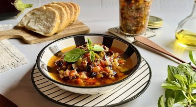Antepasto de berinjela na panela de pressão