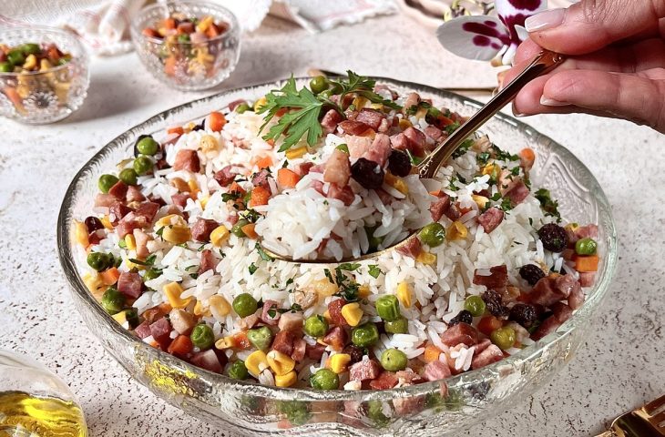 Arroz à grega com bacon