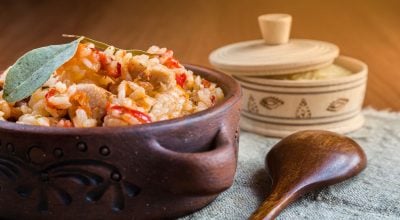 Arroz à grega com queijo