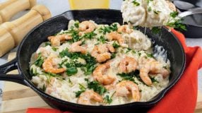 Arroz à piamontese com camarão