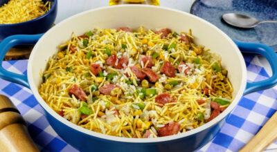 Arroz biro biro com calabresa