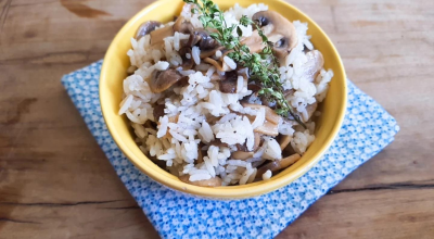Arroz com cogumelo paris