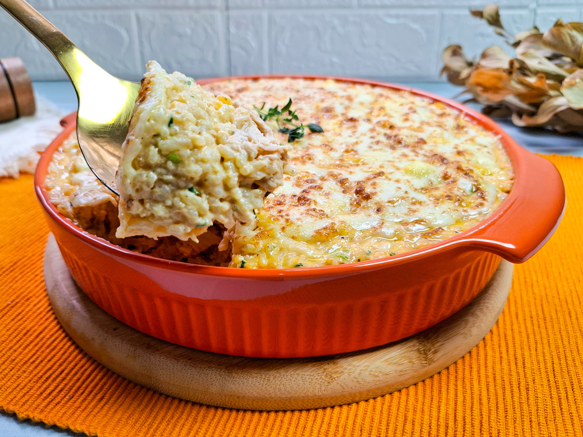 Arroz com frango cremoso