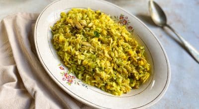 Arroz com frango desfiado