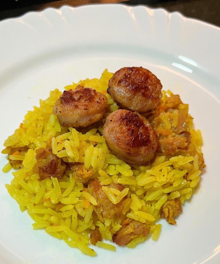 Arroz com linguiça simples