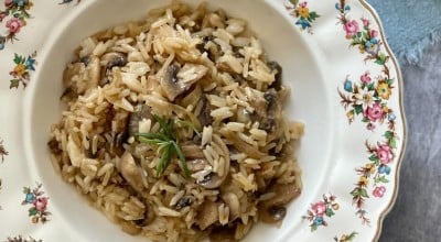 Arroz cremoso com cogumelos