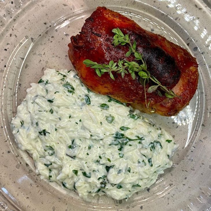 Arroz cremoso com espinafre e gorgonzola