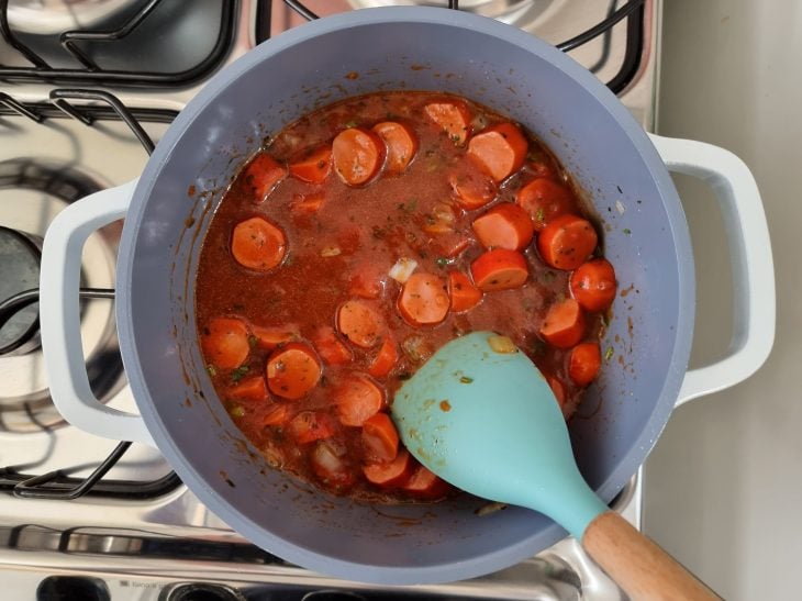 Arroz cremoso com salsicha - Passo a Passo