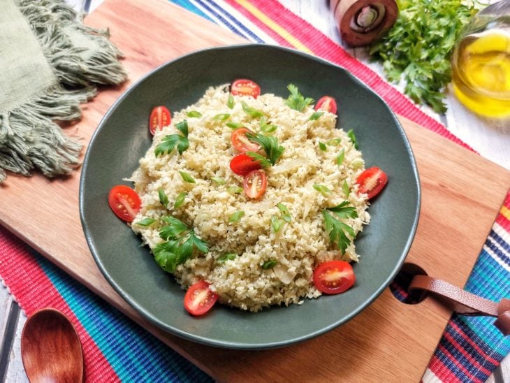 Arroz de couve-flor finalizado.