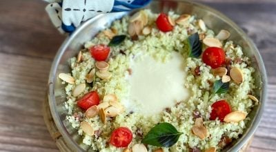 Arroz de couve-flor com burrata