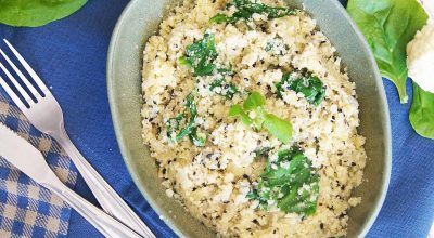 Arroz de couve-flor com espinafre