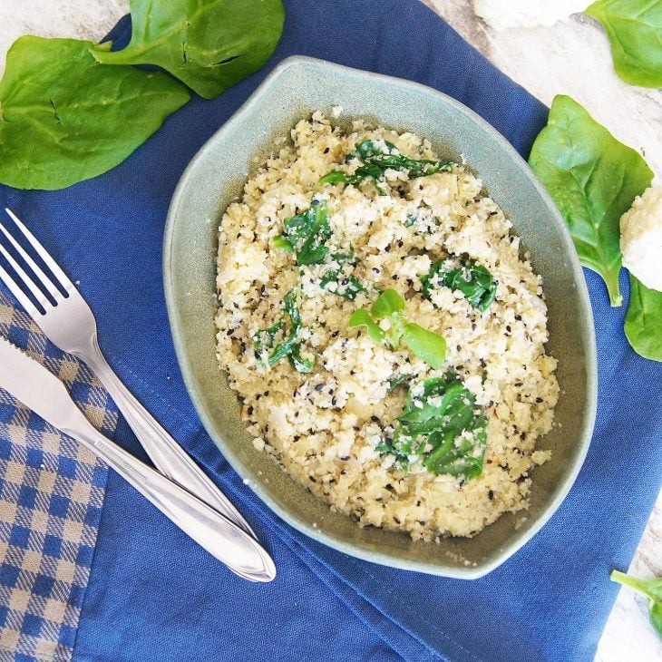 Arroz de couve-flor com espinafre