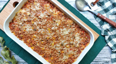 Arroz de forno com carne moída