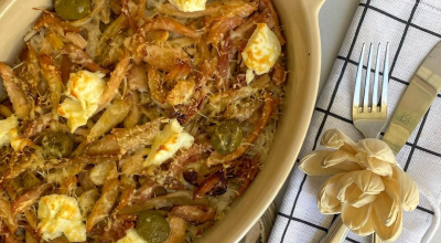 Arroz de forno com frango e queijo