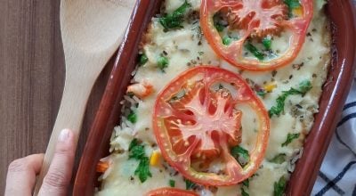 Arroz de forno com legumes