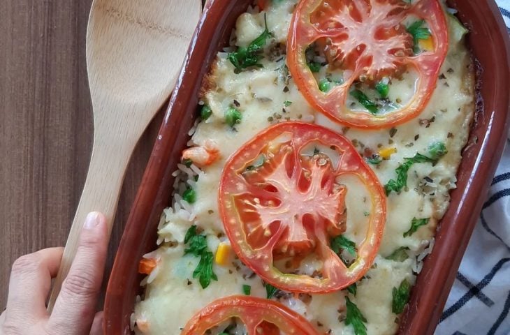 Arroz de forno com legumes