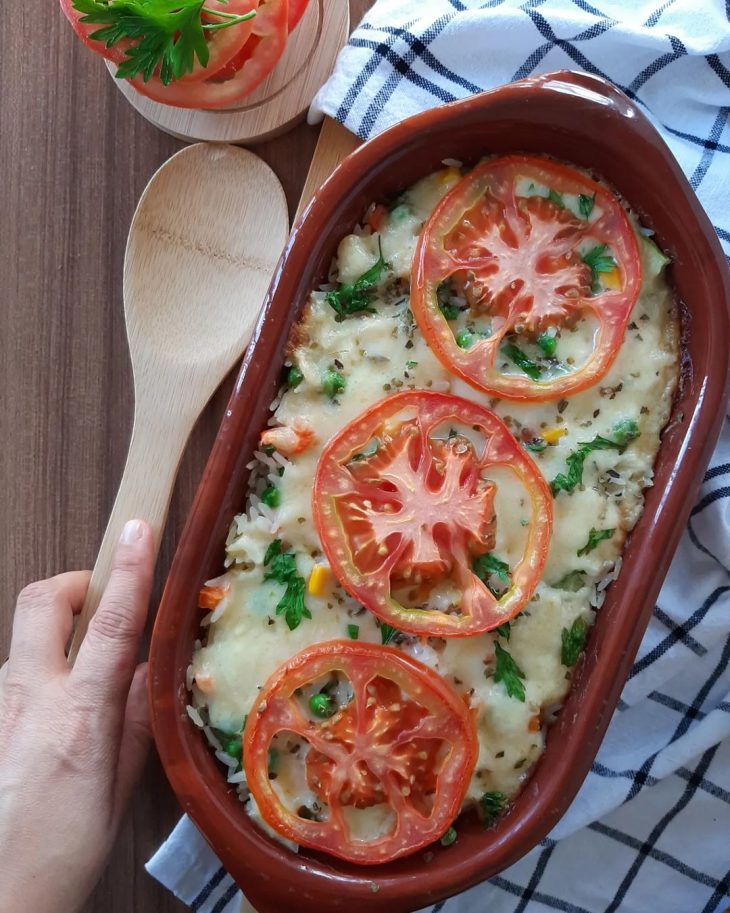 Arroz de forno com legumes