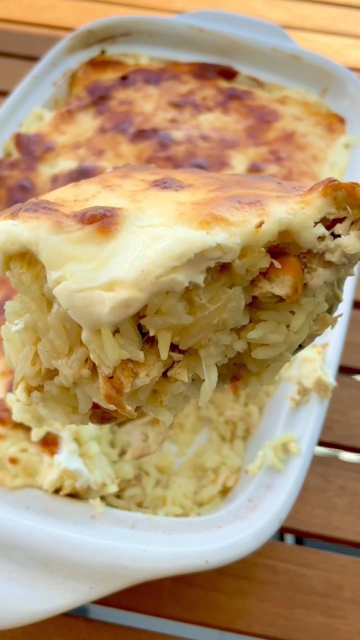 Arroz de frango com requeijão