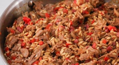 Arroz de pato com calabresa