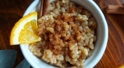 Arroz-doce com laranja