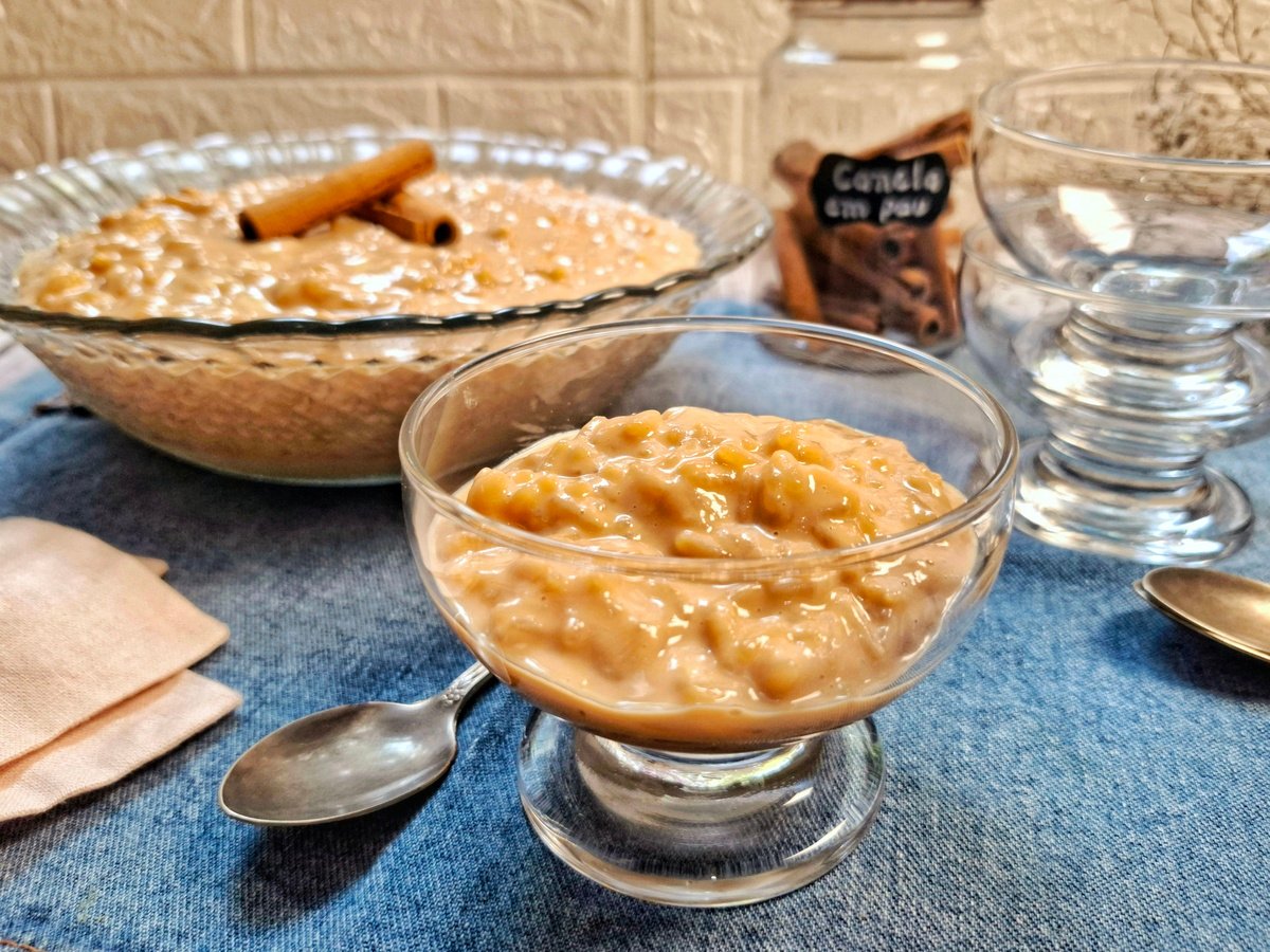 Arroz doce cremoso caramelizado