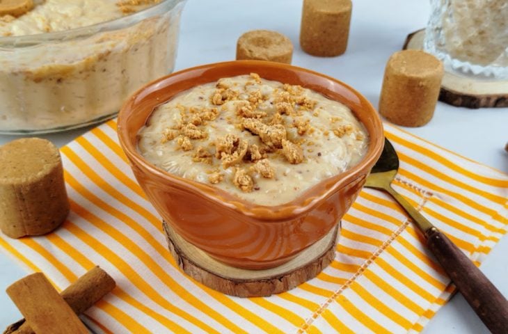 Arroz doce cremoso com paçoca