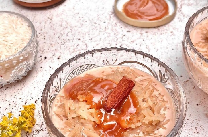 Arroz doce de basmati com doce de leite