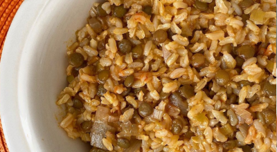 Arroz integral com páprica e lentilha