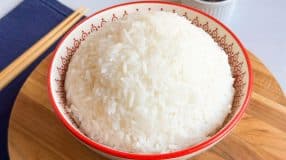 Arroz japonês com arroz normal