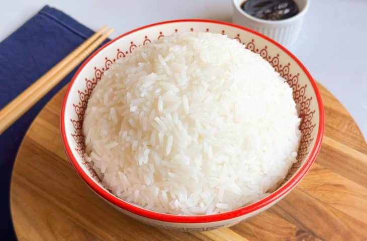 Arroz japonês com arroz normal