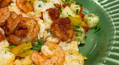 Arroz thai com camarão