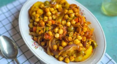 Assado de grão-de-bico com batata