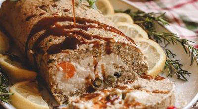 Assado de tofu recheado com cajupiry e legumes