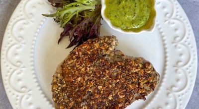 Atum em crosta de sementes e castanhas