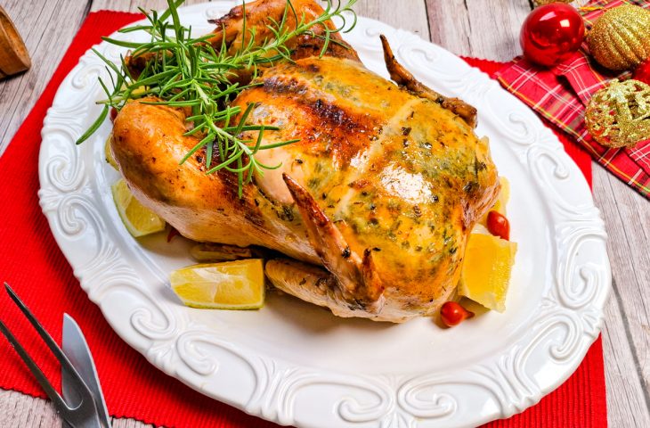 Ave natalina com manteiga de ervas