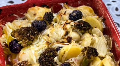 Bacalhau assado com brócolis