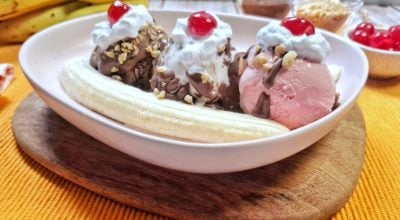 Banana split fácil e rápida