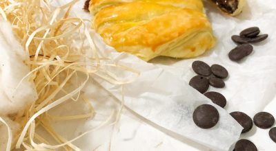 Barra de chocolate folhada