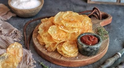 Batata chips no forno