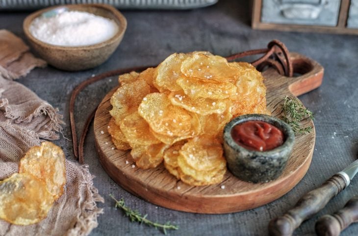 Batata chips no forno