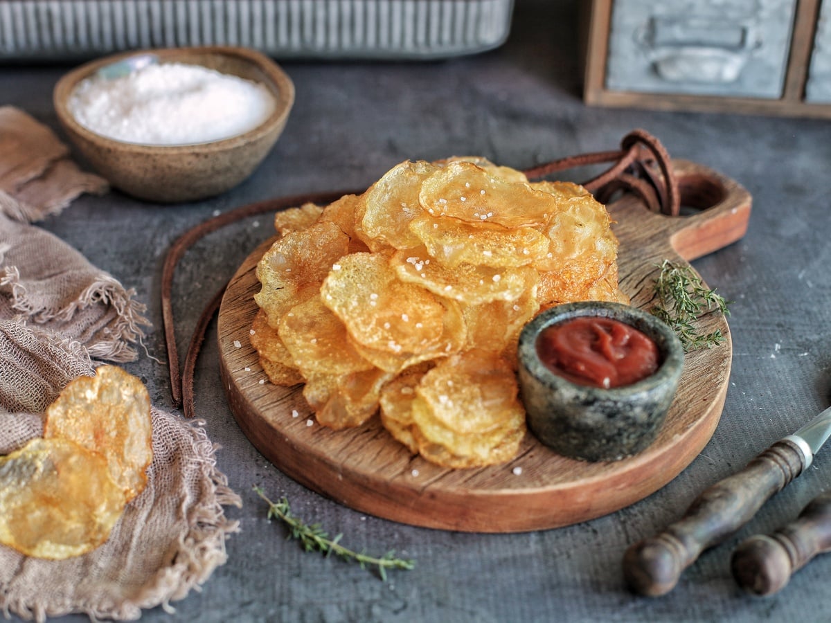 Batata chips no forno