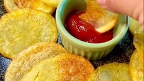 Batata chips no forno