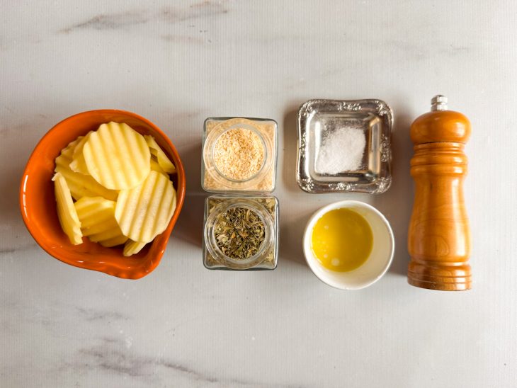 Ingredientes reunidos na bancada.