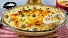 Batata gratinada com bacalhau